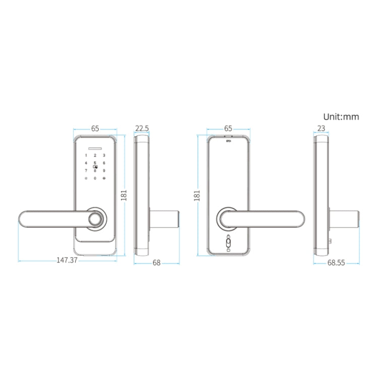 C89 Smart Fingerprint Password Lock Home Indoor Door TUYA System Lock, C89 Silver, C89 Black