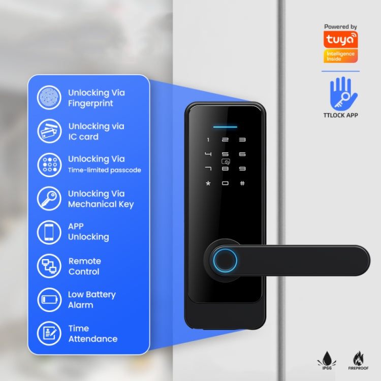 C89 Smart Fingerprint Password Lock Home Indoor Door TUYA System Lock, C89 Silver, C89 Black
