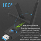 1300Mbps Wireless Network Card Gigabit Dual Band 5G Driverless Computer USB Network Card, 600m, 1300m