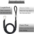 Pier Stainless Steel Clamp Boat Rope Accessories PWC Built-In Buffer Kayak Mooring Cable, Black, Black Blue Red, Blue White Black
