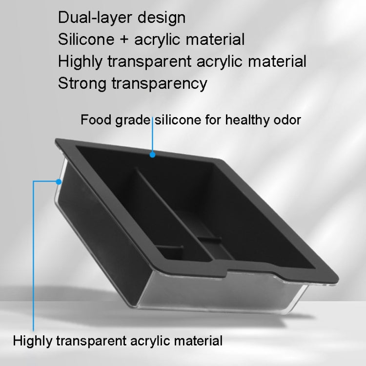For Tesla Model 3 / Y Silicone Double Layer Storage Small Ice Box, Center Front With Divider (Black), Center Front With Divider (Pink), Center Front No Separation (Black), Center Front No Separation (Pink), Rear Center No Separation (Black)            ...