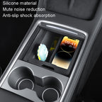 For Tesla Model 3 / Y Silicone Double Layer Storage Small Ice Box, Center Front With Divider (Black), Center Front With Divider (Pink), Center Front No Separation (Black), Center Front No Separation (Pink), Rear Center No Separation (Black)            ...
