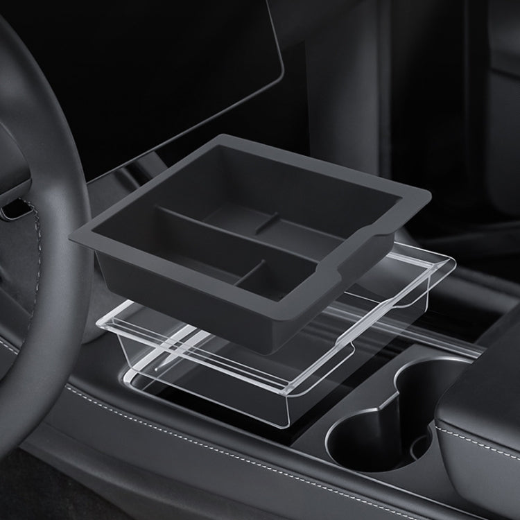 For Tesla Model 3 / Y Silicone Double Layer Storage Small Ice Box, Center Front With Divider (Black), Center Front With Divider (Pink), Center Front No Separation (Black), Center Front No Separation (Pink), Rear Center No Separation (Black)            ...