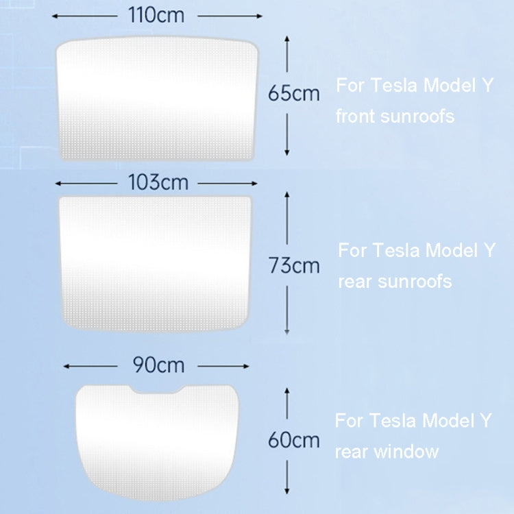 For Tesla Model Y Ice Crystal Sunshade Car Roof Front And Rear Sunroof Shade, 2pcs /Set, 3pcs /Set, 4pcs /Set, 5pcs /Set
