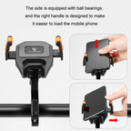 JO HORSE Aluminum Alloy Bicycle Riding Mobile Phone Navigation Roller Fixed Bracket, Black Handlebar, Titanium Handlebar, Black Mirror Base, Titanium Mirror Base