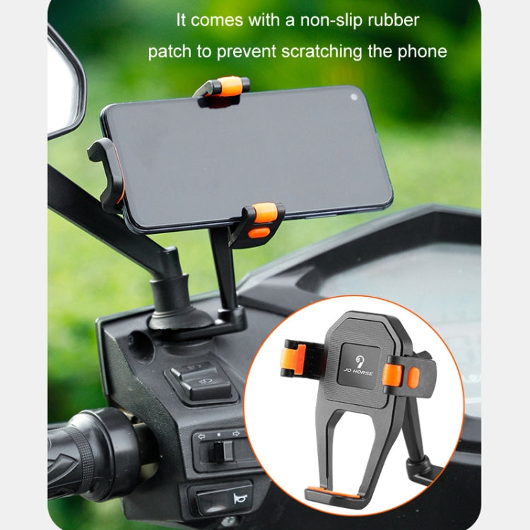 JO HORSE Aluminum Alloy Bicycle Riding Mobile Phone Navigation Roller Fixed Bracket, Black Handlebar, Titanium Handlebar, Black Mirror Base, Titanium Mirror Base