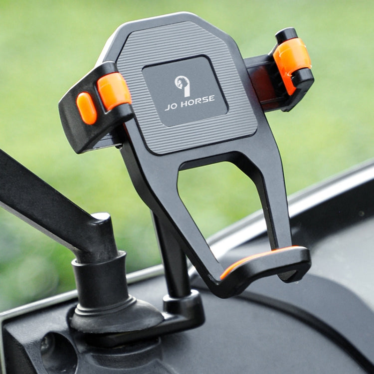 JO HORSE Aluminum Alloy Bicycle Riding Mobile Phone Navigation Roller Fixed Bracket, Black Handlebar, Titanium Handlebar, Black Mirror Base, Titanium Mirror Base
