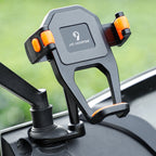 JO HORSE Aluminum Alloy Bicycle Riding Mobile Phone Navigation Roller Fixed Bracket, Black Handlebar, Titanium Handlebar, Black Mirror Base, Titanium Mirror Base