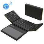 Leather Wireless Bluetooth Keyboard With Touch-Pad Multi-System External Portable Universal Keypad, B055 (Black)