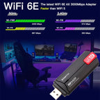 AX5400M 2.4G/5G/6G WIFI 6E Standard USB 3.0 Network Card WIFI Transmitter Receiver, Black, Red