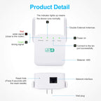 2.4G 300M Wi-Fi Amplifier Long Range WiFi Repeater Wireless Signal Booster, US Plug White, EU Plug White, UK Plug White, US Plug Black, EU Plug Black, UK Plug Black