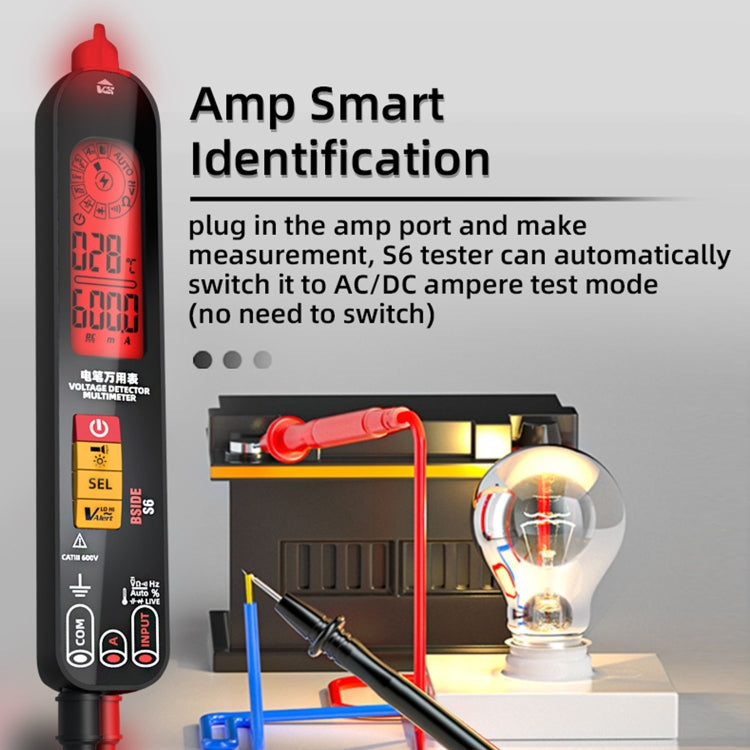 BSIDE S6 Smart Digital Multimeter Current Test Pen Capacitance Temperature Voltage Detector, S6