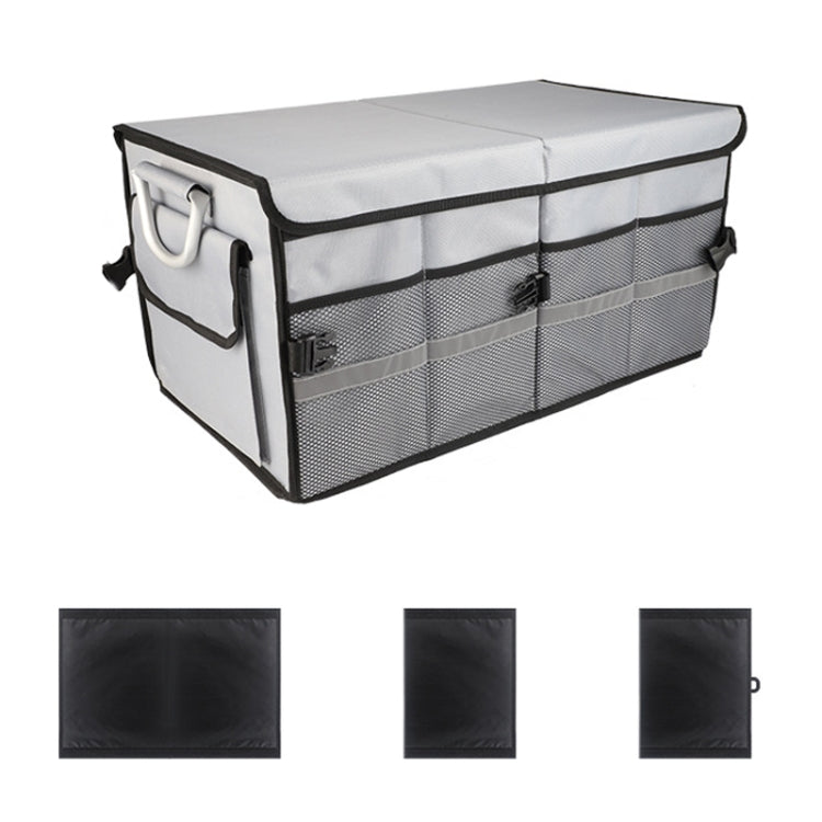 Car Trunk Storage Box Oxford Cloth Folding Organizer With Reflective Strips, Large Black, Large Gray, Small Black, Small Gray