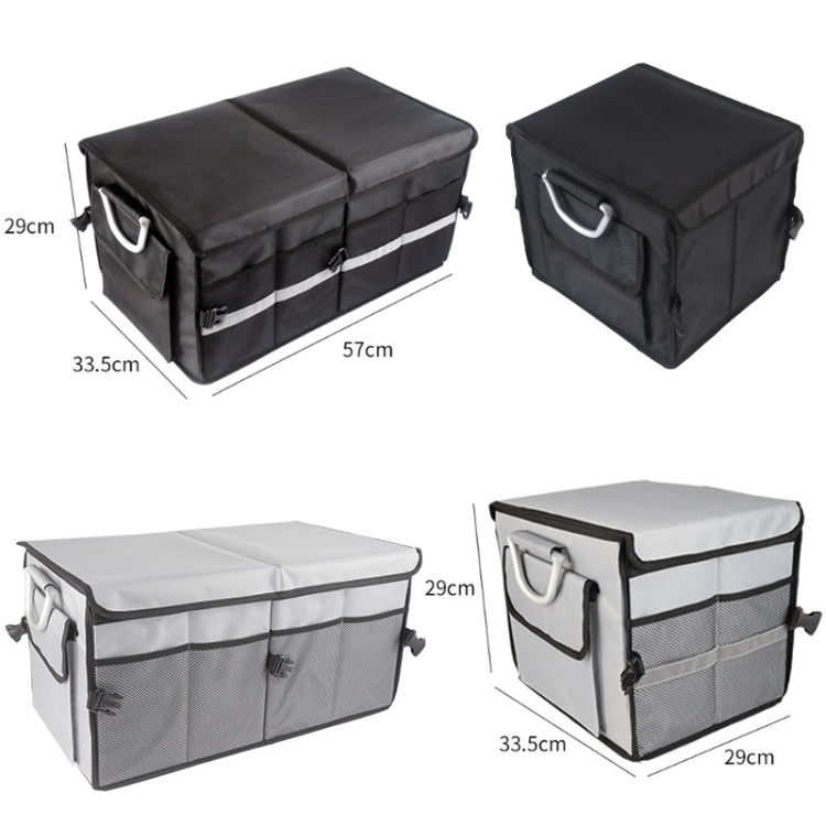 Car Trunk Storage Box Oxford Cloth Folding Organizer With Reflective Strips, Large Black, Large Gray, Small Black, Small Gray