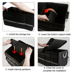 Car Trunk Storage Box Oxford Cloth Folding Organizer With Reflective Strips, Large Black, Large Gray, Small Black, Small Gray