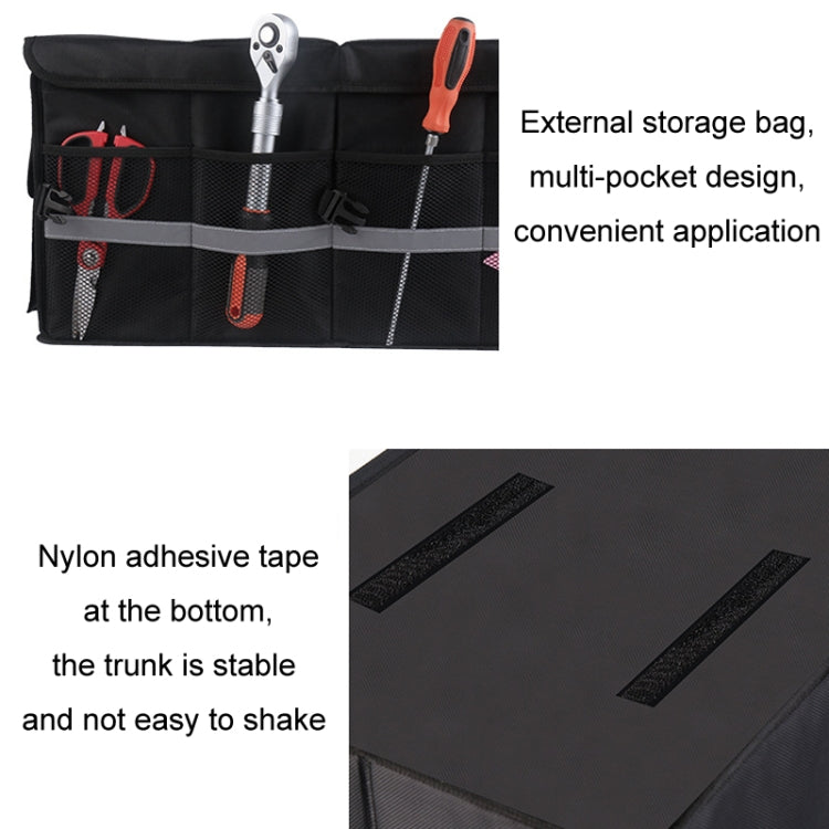Car Trunk Storage Box Oxford Cloth Folding Organizer With Reflective Strips, Large Black, Large Gray, Small Black, Small Gray