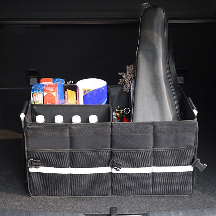Car Trunk Storage Box Oxford Cloth Folding Organizer With Reflective Strips, Large Black, Large Gray, Small Black, Small Gray