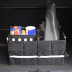Car Trunk Storage Box Oxford Cloth Folding Organizer With Reflective Strips, Large Black, Large Gray, Small Black, Small Gray