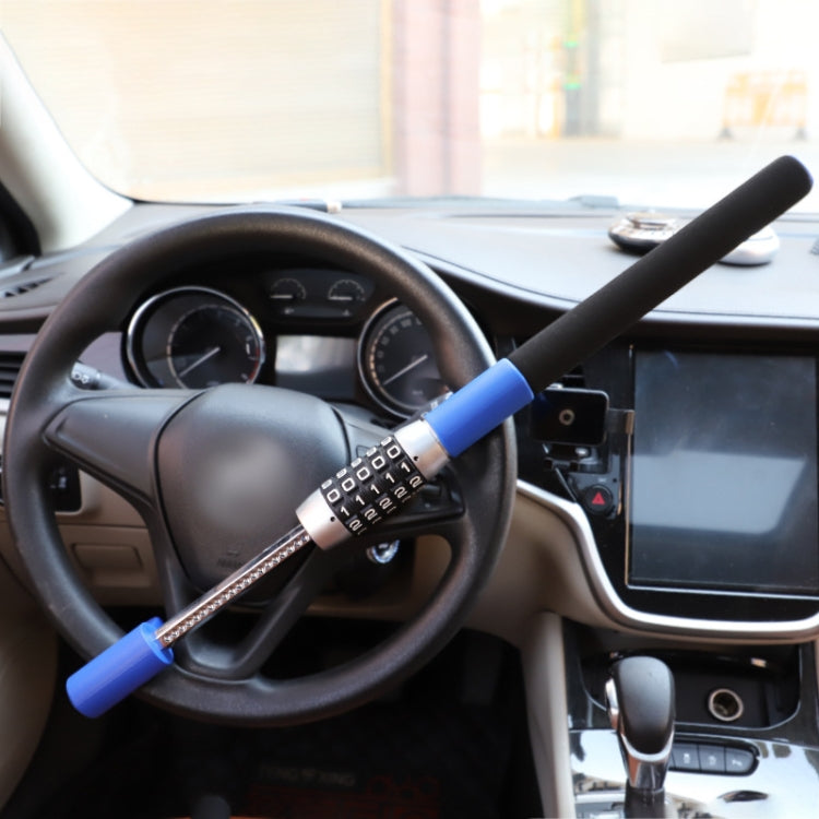 Car Anti-Theft Steering Wheel Retractable Adjustable Code Lock, Black, Blue, Red