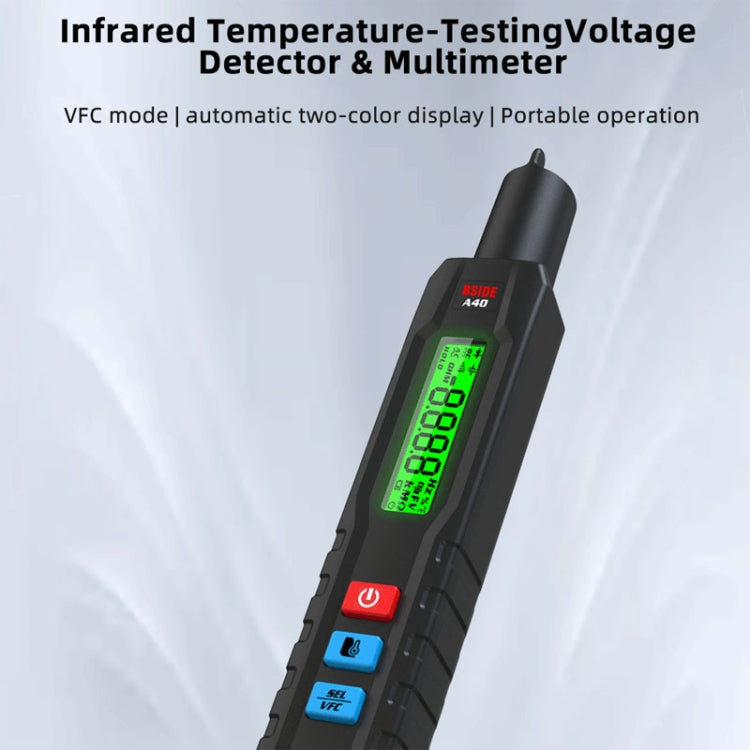 BSIDE A40 Infrared Thermometer Electric Pen Type Intelligent Multimeter VFC Inverter Voltage Tester, A40