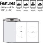 For Phomemo M110 / M200 140pcs /Roll 50x50mm Round Self-Adhesive Thermal Labels, 140pcs /Roll 50x50mm Round