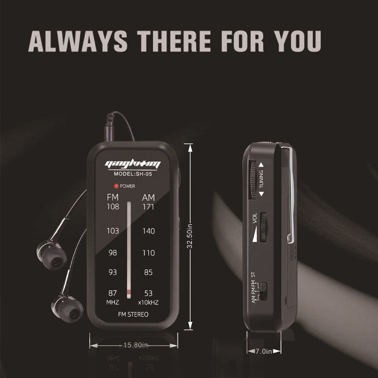 SH-05 Mini Listening Test Special Pin-Type FM/AM Two-Band Radio With Back Clip, SH-05