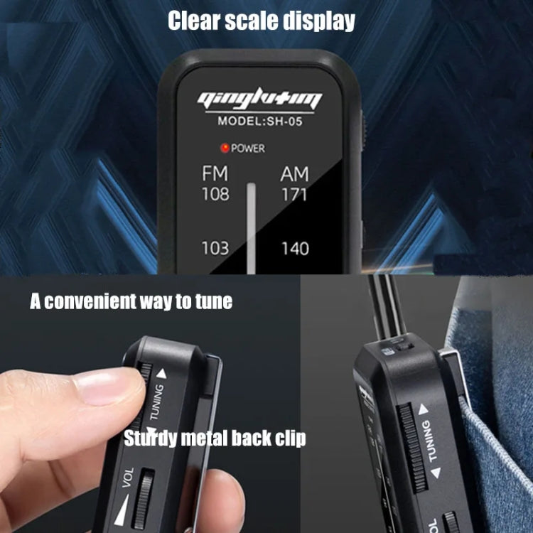 SH-05 Mini Listening Test Special Pin-Type FM/AM Two-Band Radio With Back Clip, SH-05