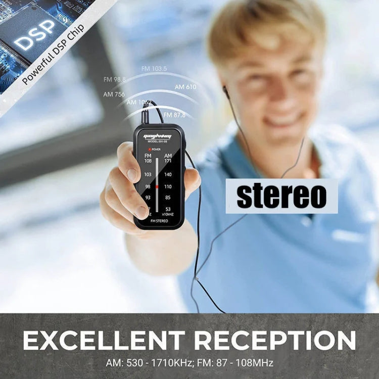 SH-05 Mini Listening Test Special Pin-Type FM/AM Two-Band Radio With Back Clip, SH-05