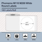 For Phomemo M110 / M200 180pcs /Roll 40x40mm Round Self-Adhesive Thermal Labels, 180pcs /Roll 40x40mm Round