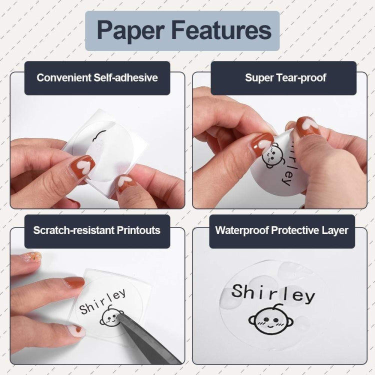 For Phomemo M110 / M200 180pcs /Roll 40x40mm Round Self-Adhesive Thermal Labels, 180pcs /Roll 40x40mm Round