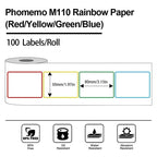For Phomemo M110 / M200 100pcs /Roll 50x80mm Rainbow Frame White Self-Sticking Tag, 100pcs /Roll 50x80mm Rainbow Frame