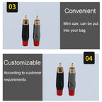 Pure Copper Soldered RCA Male Audio/Video Plug Assembled With AV Lotus Connector, Red