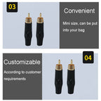 Pure Copper Soldered RCA Male Audio/Video Plug Assembled With AV Lotus Connector, Black
