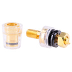 Large Transparent Crystal Terminal Block M8 Amplifier Speaker Connector, Large Black, Large Red
