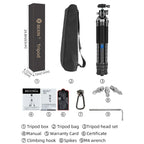 Carbon Fiber Portable Folding Tripod SLR Camera Low Gravity Center Gimbal Photography Bracket, BEXIN RC254, BEXIN RC254+LH-28