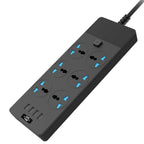 TB-T12 3000W 2m 4-USB Ports + 6-Jacks Multifunctional Flame-Retardant Socket With Switch, UK Plug, EU Plug, US Plug