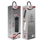 TB-T12 3000W 2m 4-USB Ports + 6-Jacks Multifunctional Flame-Retardant Socket With Switch, UK Plug, EU Plug, US Plug