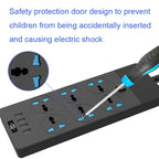 TB-T12 3000W 2m 4-USB Ports + 6-Jacks Multifunctional Flame-Retardant Socket With Switch, UK Plug, EU Plug, US Plug