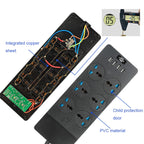 TB-T12 3000W 2m 4-USB Ports + 6-Jacks Multifunctional Flame-Retardant Socket With Switch, UK Plug, EU Plug, US Plug