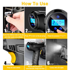 120W  Car Air Pump Compressor Tire Inflator Equipment, Wireless Digital Display, Wired Pointer Model, Wired Digital Display