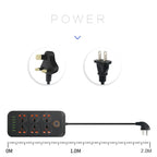 A07 2m 3000W 6 Plugs + 6-USB Ports Multifunctional Flame-retardant Socket with Switch, UK Plug, US Plug