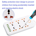A07 2m 3000W 6 Plugs + 6-USB Ports Multifunctional Flame-retardant Socket with Switch, UK Plug, US Plug
