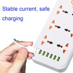 A07 2m 3000W 6 Plugs + 6-USB Ports Multifunctional Flame-retardant Socket with Switch, UK Plug, US Plug