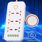 A07 2m 3000W 6 Plugs + 6-USB Ports Multifunctional Flame-retardant Socket with Switch, UK Plug, US Plug