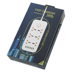 A07 2m 3000W 6 Plugs + 6-USB Ports Multifunctional Flame-retardant Socket with Switch, UK Plug, US Plug