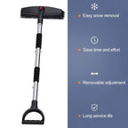 3-in-1 Car Snow Shovel Brush Kit Stainless Steel Retractable Ice Scraper, Silver, Black