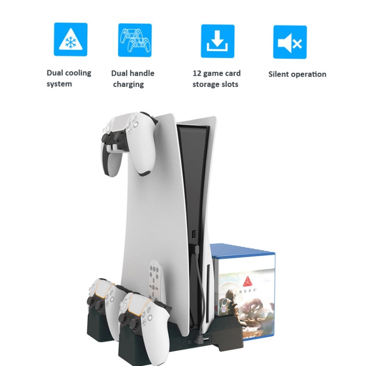 For PS5 iplay Dual-seat Charging and Cooling Base Bracket Storage Rack, HBP-348