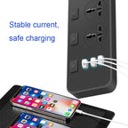 T14 2m 2500W 3 Plugs + 3-USB Ports Multifunctional Socket With Switch, UK Plug (Black), UK Plug (White), US Plug (Black), US Plug (White), EU Plug (Black), EU Plug (White)