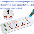 A05 2m 3000W 4 Plugs + 6-USB Ports Multifunctional Flame-Retardant Socket With Switch, UK Plug, US Plug