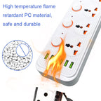 A05 2m 3000W 4 Plugs + 6-USB Ports Multifunctional Flame-Retardant Socket With Switch, UK Plug, US Plug